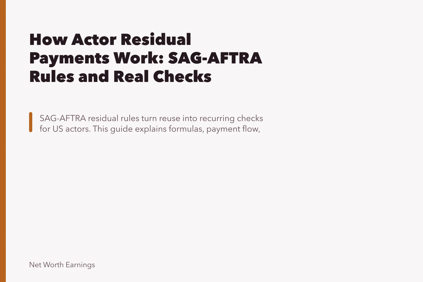 How Actor Residual Payments Work: SAG-AFTRA Rules and Real Checks. How SAG-AFTRA Residual Payments Reach Actors: Statements, Payment Steps, and Missed Payments