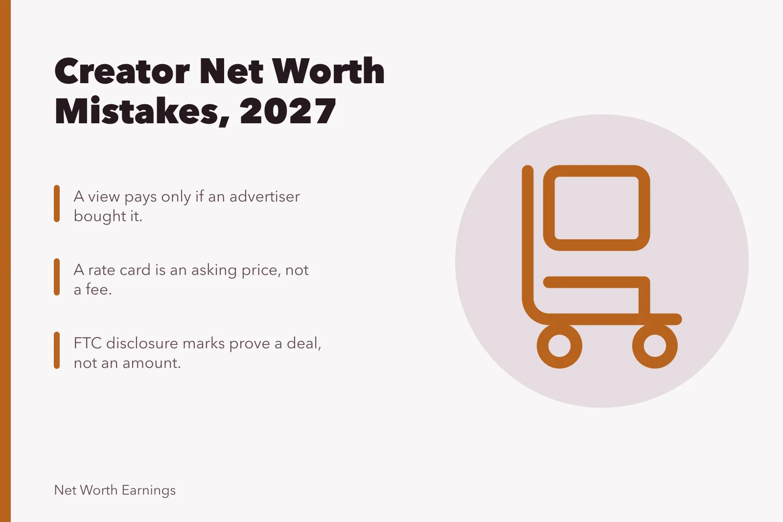 Card on creator net worth mistakes: views, rate cards, disclosure marks. A closer look at creator net worth mistakes, 2027 edition