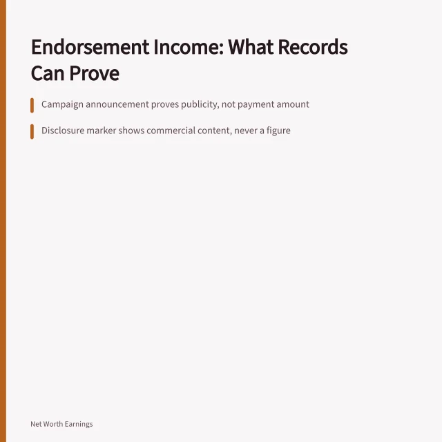 Card explaining endorsement income estimation limits and public records. How endorsement income is estimated, and where it breaks