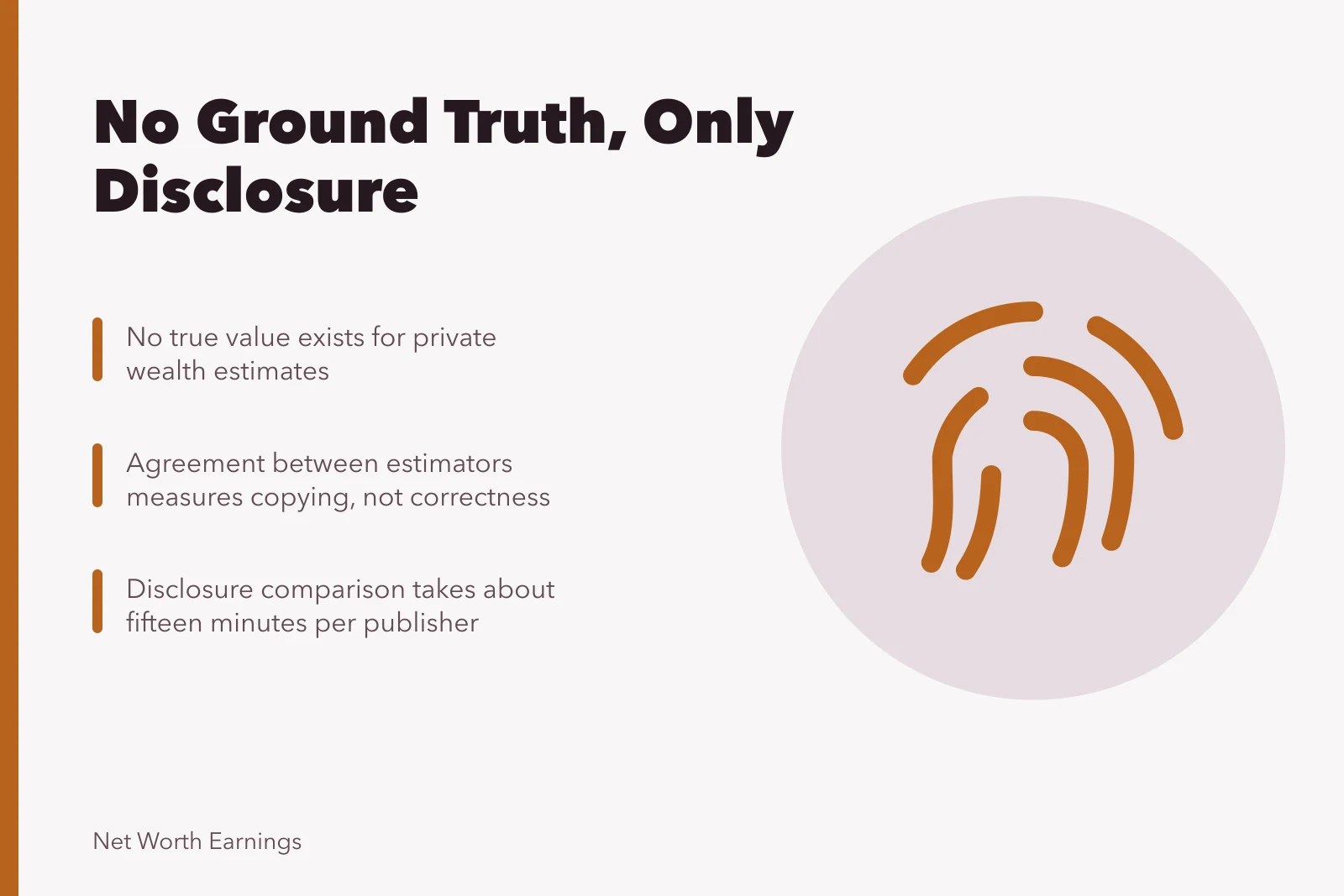 Card on estimator accuracy, ground truth, and disclosure comparison. Getting highest estimate methodology right the first time