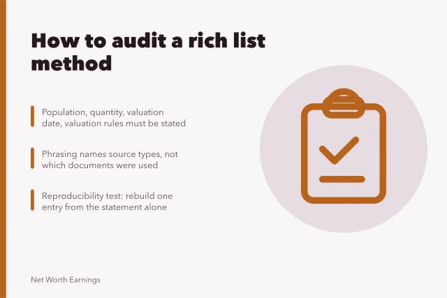 Checklist card auditing richest rankings methodology statements for reproducibility. Buyer's checklist for richest rankings methodology: what we do instead